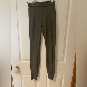 Lululemon high rise leggings - olive colour - sz 4